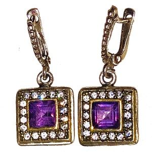💎 925 Diamond & Amethyst Earrings
